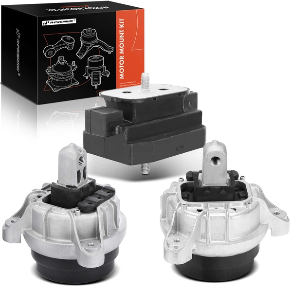 2012-2018 BMW 640i 3-Pc Engine Mount and Transmission Mount Kit Front & Rear A-Premium APEM202