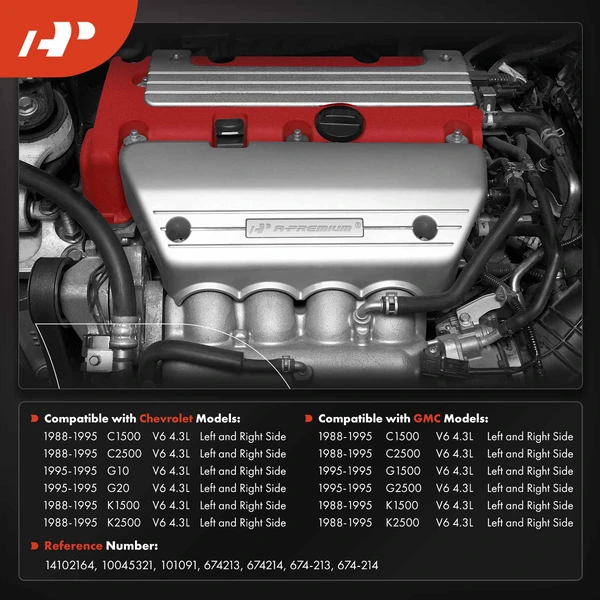 2 Pcs Driver & Passenger Exhaust Manifold with Gasket & Seal for Chevy C1500 GMC K2500 V6 4.3L