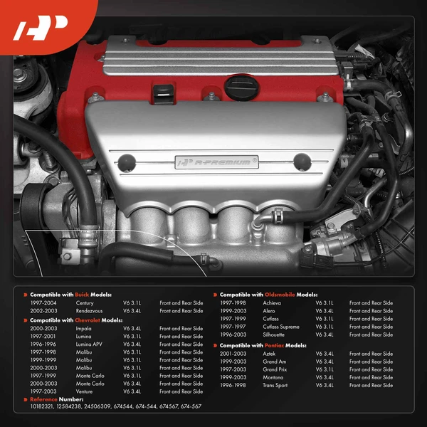 2 Pcs Front & Rear Exhaust Manifold for Chevy Malibu Impala Buick Century Pontiac