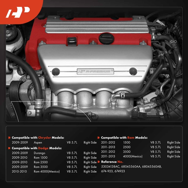 Passenger Exhaust Manifold with Gasket for Ram 1500 Dodge Ram 2500 Durango Chrysler