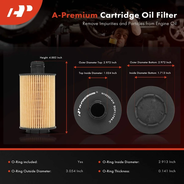 4 Pcs Engine Oil Filter for Jeep WK2 Grand Cherokee Ram 1500 1500 Classic 3.0L