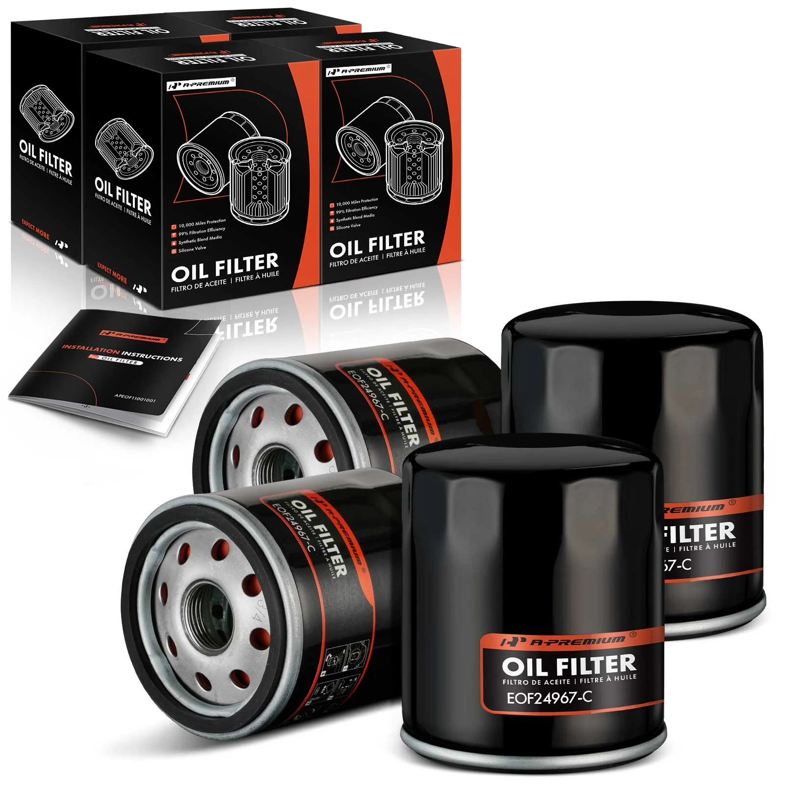 4 Pcs Engine Oil Filter for 1992 Toyota Tercel | A-Premium