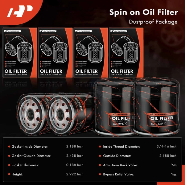 4 Pcs Engine Oil Filter for Toyota Highlander RAV4 MR2 Prius Camry Lexus RX350