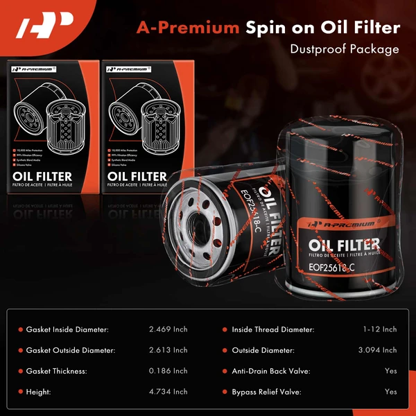 2 Pcs Engine Oil Filter for Ford Thunderbird 2002-2005 Lincoln LS Jaguar S-Type