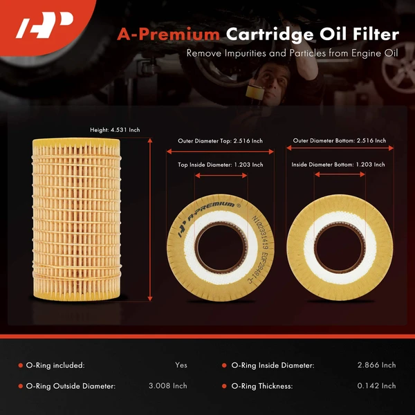 2 Pcs Engine Oil Filter for Mercedes-Benz C300 Chrysler Dodge