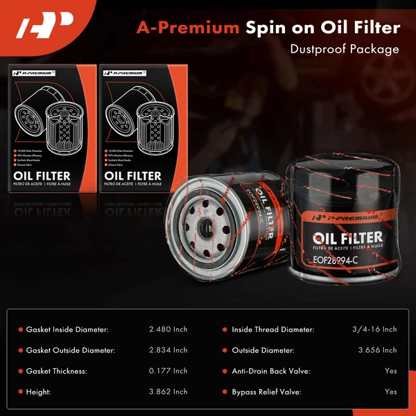 2 Pcs Engine Oil Filter for Volkswagen Passat 1998-2005 Audi A4 A6 Cabriolet