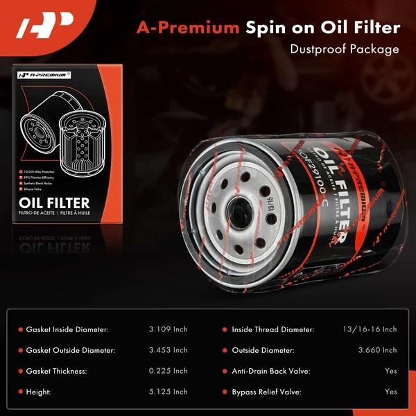 Engine Oil Filter for Chevrolet Silverado 2500 HD 3500 GMC 10K Miles Protection