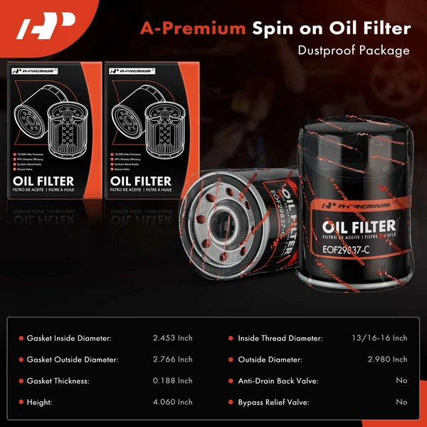 2 Pcs Engine Oil Filter for Chevy Impala Suburban 1500 GMC Envoy Buick 10K Miles