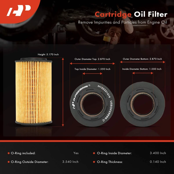 2 Pcs Full Flow Engine Oil Filter for Hyundai Sonata Santa Fe Kia Sorento