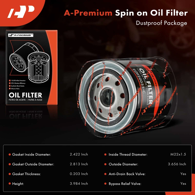Engine Oil Filter for Ram 1500 Dodge Jeep Grand Cherokee Chrysler 300 10K Miles