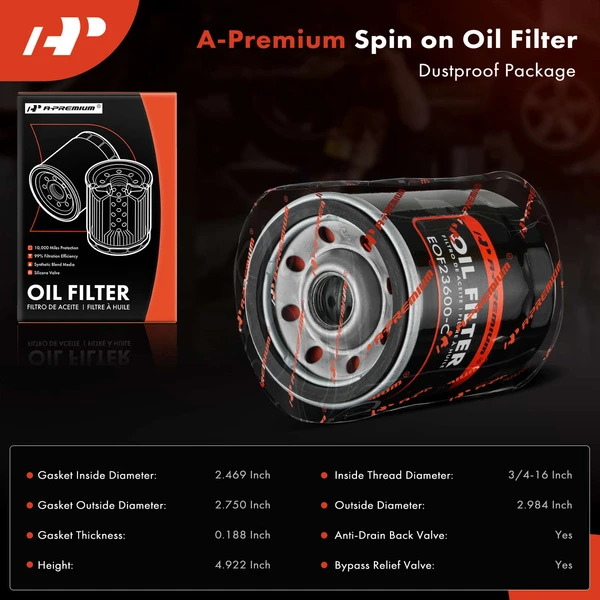 Engine Oil Filter for Ford F-150 F-250 Super Duty Dodge Chrysler Jeep Lincoln