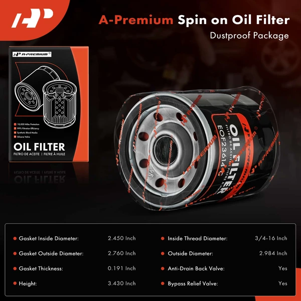 Engine Oil Filter for Ford Explorer Toyota 4Runner Camry 10K Miles Protection