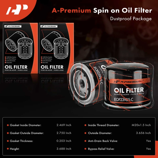 2 Pcs Engine Oil Filter for 1986 Renault R5