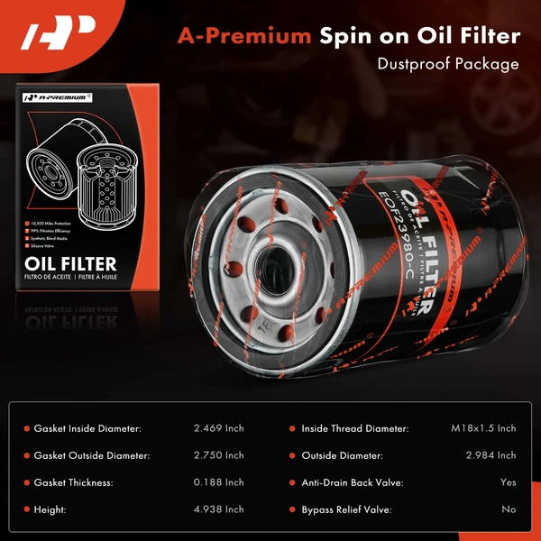 Engine Oil Filter for GMC C1500 K1500 Yukon Oldsmobile Cutlass Ciera Cadillac