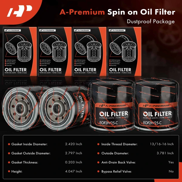 4 Pcs Engine Oil Filter for Jeep Cherokee CJ5 Pontiac Phoenix