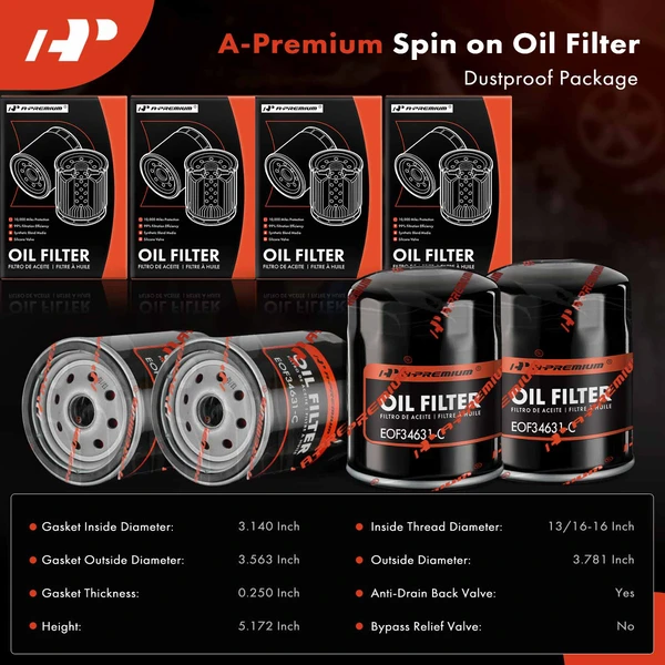 4 Pcs Engine Oil Filter for Chevrolet C1500 Express 1500 Blazer