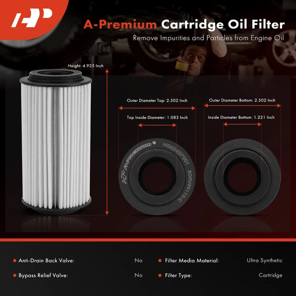 Ultra Synthetic Oil Filter for Volkswagen Golf Jetta Audi 20K Miles Protection