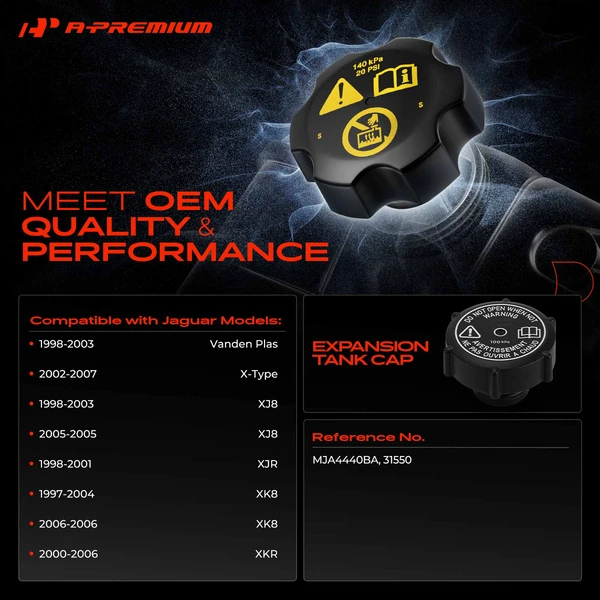 Radiator Cap with 15 psi for Jaguar X-Type 2002-2007 XJ8 XJR XK8 XKR Vanden Plas