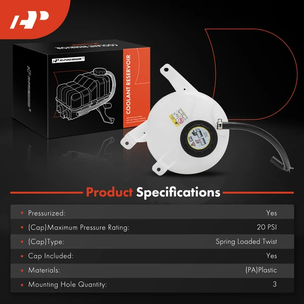 Coolant Overflow Tank Reservoir with Cap for Ford E-150 Econoline E-350 Super