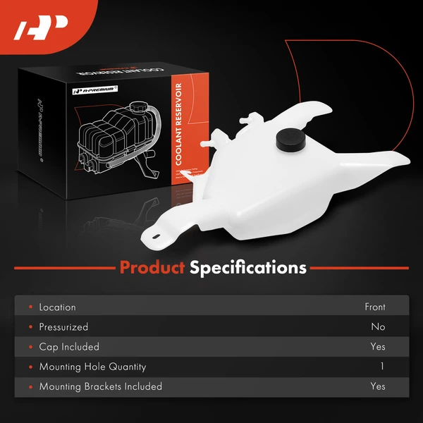 Front Non-Pressurized Coolant Reservoir for Chevy Express 1500 GMC Savana 1500