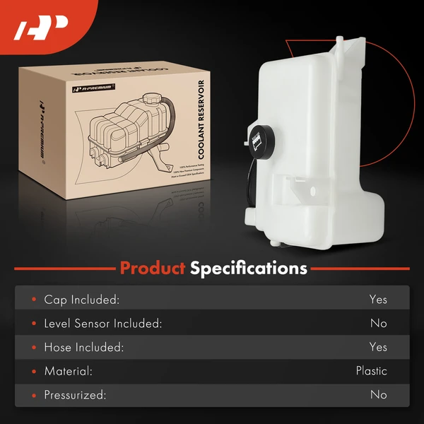 Front Engine Coolant Reservoir with Cap & Hose for Chevrolet Trailblazer GMC Envoy
