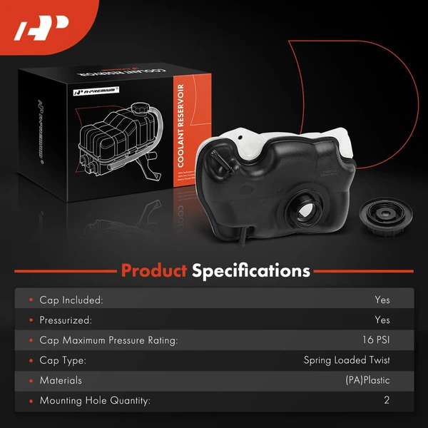 Front Engine Coolant Reservoir with Cap for Ford Mustang 2011-2014 3.7L 5.0L