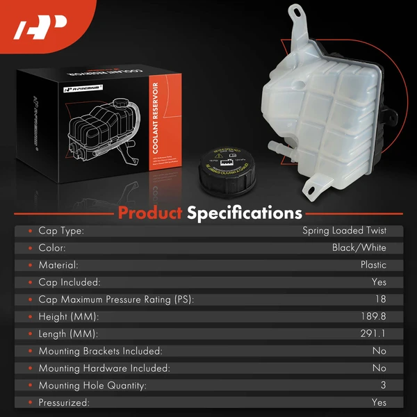 Front Engine Coolant Reservoir with Cap for Buick Lucerne Cadillac DTS 2006-2011