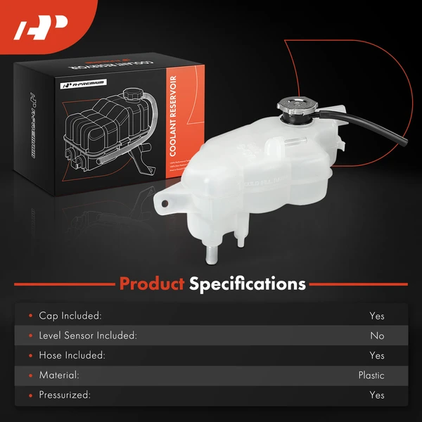 Front Engine Coolant Reservoir with Cap & Hose for Chrysler 200 Dodge Avenger