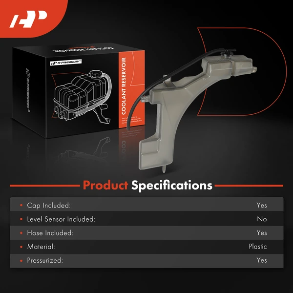 Right Engine Coolant Reservoir with Cap & Hose for Mazda CX-9 2016-2023 L4 2.5L