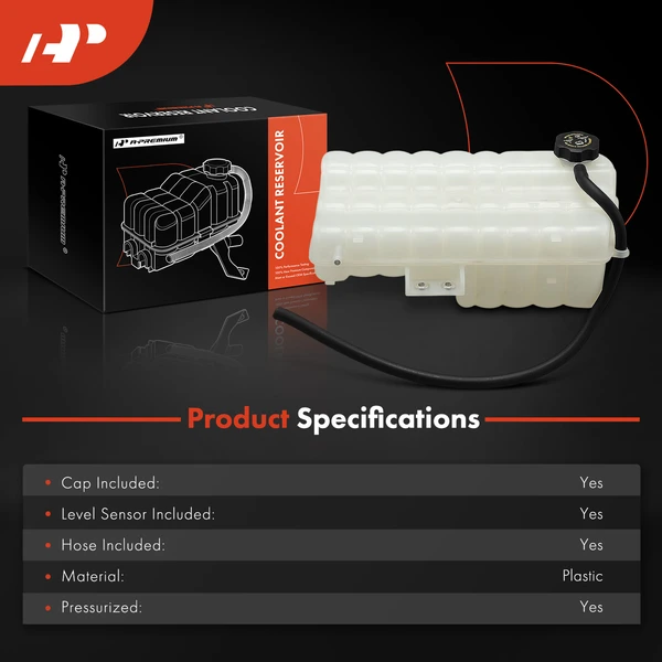 Front Engine Coolant Reservoir with Cap & Hose & Sensor for Chevrolet GMC Isuzu