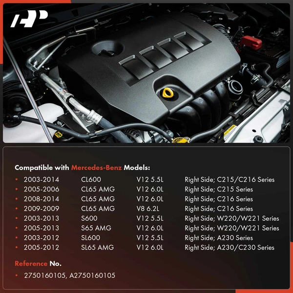 Passenger Engine Valve Cover with Gasket for Mercedes-Benz C215 CL600 W220 S600