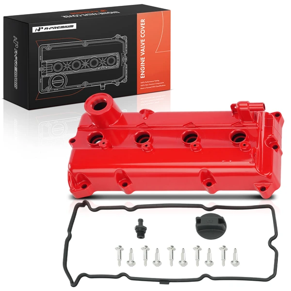 Red Engine Valve Cover with Gasket & Cap for Nissan Altima Sentra 2002-2006 L4 2.5L