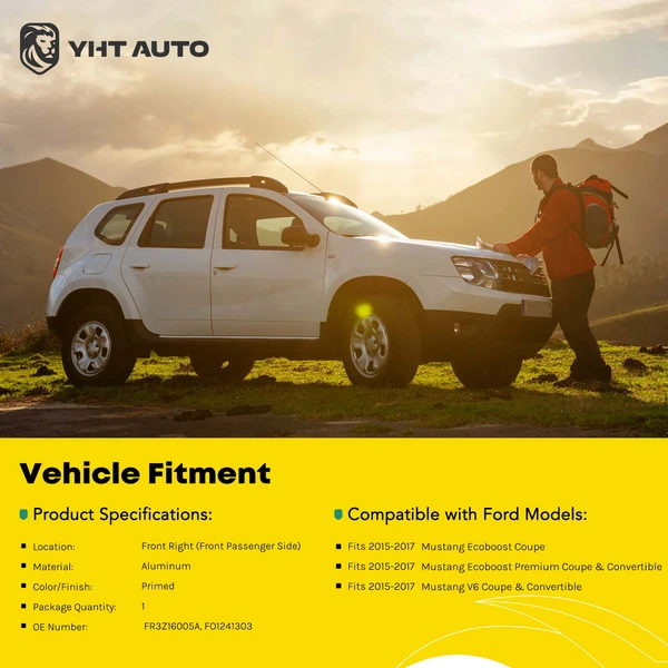 Front Passenger Fender for Ford Mustang 2015-2017 2.3L 3.7L Aluminum Primed