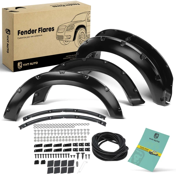 4 Pcs Front & Rear Pocket Style Fender Flares for 2023-2024 Ford F-350 Super Duty