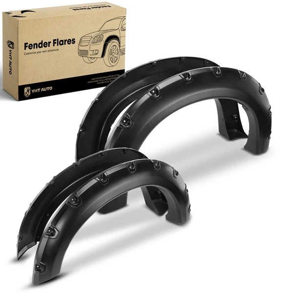 4 Pcs Front & Rear Pocket Style Smooth Fender Flares for 2008-2010 Ford F-250 Super Duty