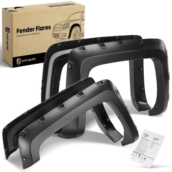 Front & Rear Pocket Shiny Fender Flares | 6.5FT & 8FT Bed Fleetside for 2014-2018 Chevrolet Silverado 2500 HD