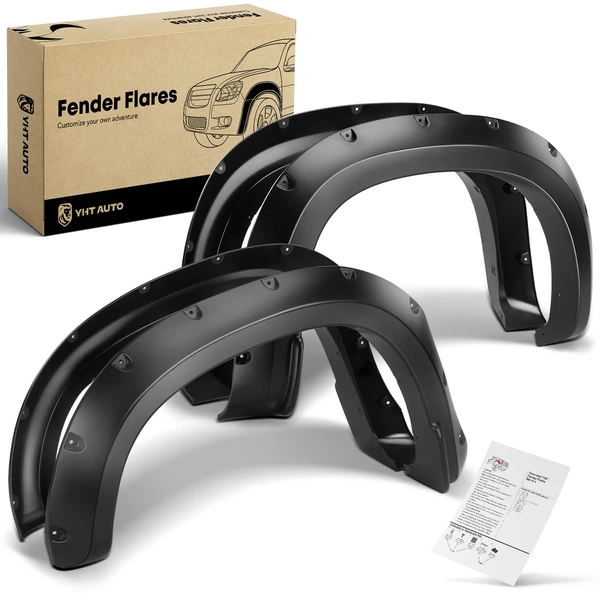 4 Pcs Front & Rear Pocket Shiny Style Fender Flare for 2019-2021 Chevrolet Silverado 1500