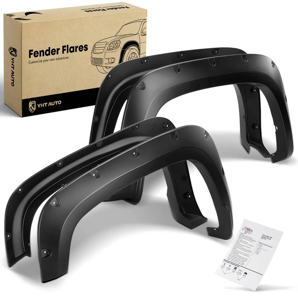 Front & Rear Pocket Shiny Fender Flares | 6.75FT & 8.2FT for 2020-2023 Chevrolet Silverado 2500 HD