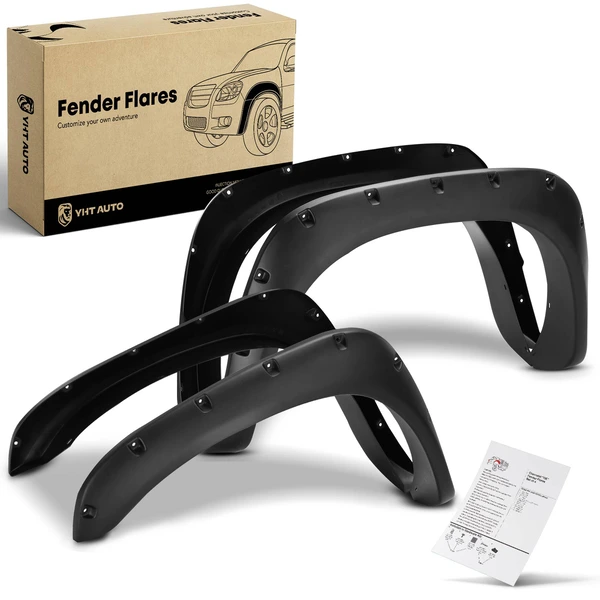 Front & Rear Pocket Style Fender Flares | 6.5FT Fleetside Bed for 2008 Dodge Ram 5500