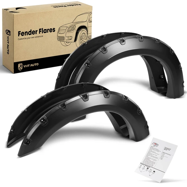 Front & Rear Pocket Shiny Fender Flares | 6.75FT 8FT Bed for 1999-2007 Ford F-250 Super Duty