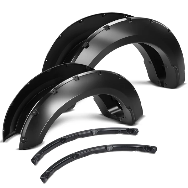 Front & Rear Pocket Shiny Fender Flares | 6.75FT 8FT Bed for Ford F-250 Super Duty 17-21