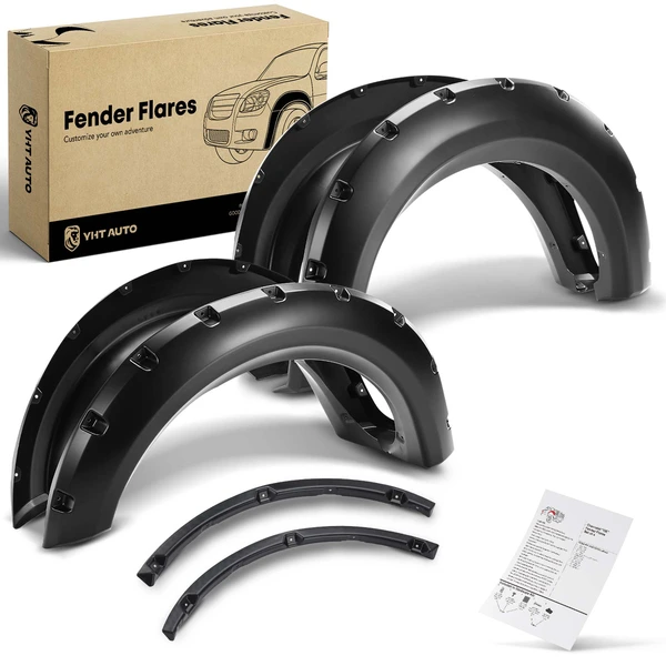 Front & Rear Pocket Shiny Fender Flares | 5.5FT 6.5FT 8FT Beds for 2009-2014 Ford F-150
