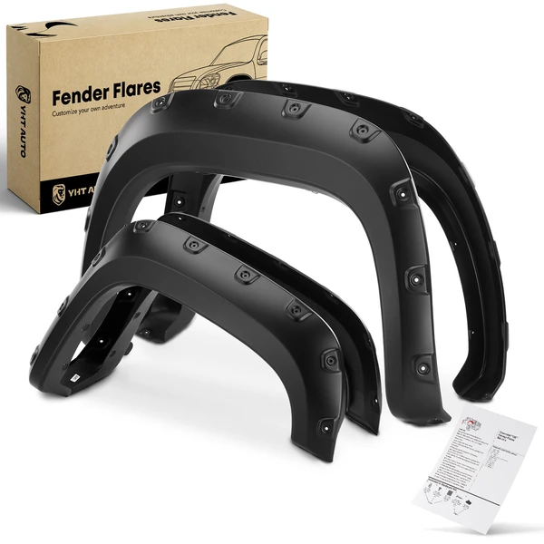 4 Pcs Front & Rear Pocket Style Textured Fender Flares for 2007-2013 GMC Sierra 1500