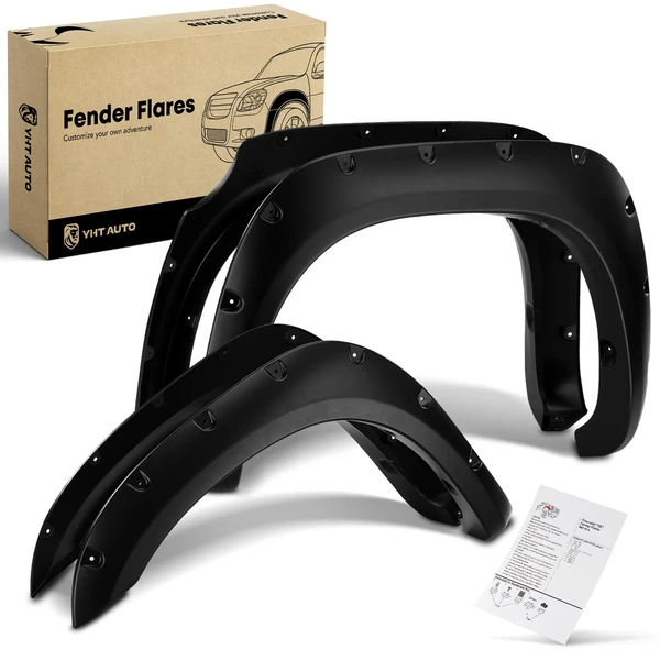 Front & Rear Pocket Shiny Rivet Style Fender Flares for 2007-2013 Toyota Tundra