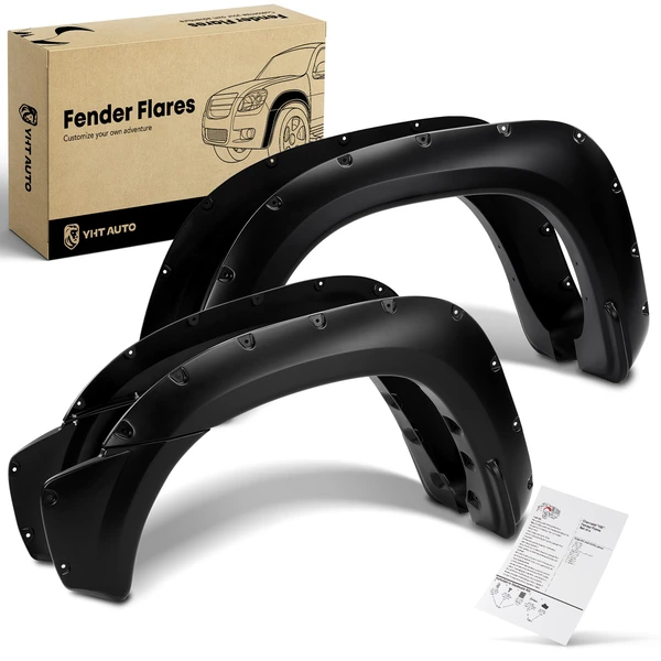 Front & Rear Pocket Shiny Rivet Fender Flares | 6FT long Bed for Toyota Tacoma 2012-2015