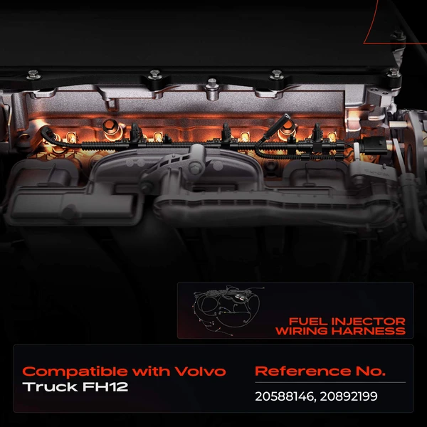 Black Fuel Injector Module Wiring Harness for Volvo Truck FH12