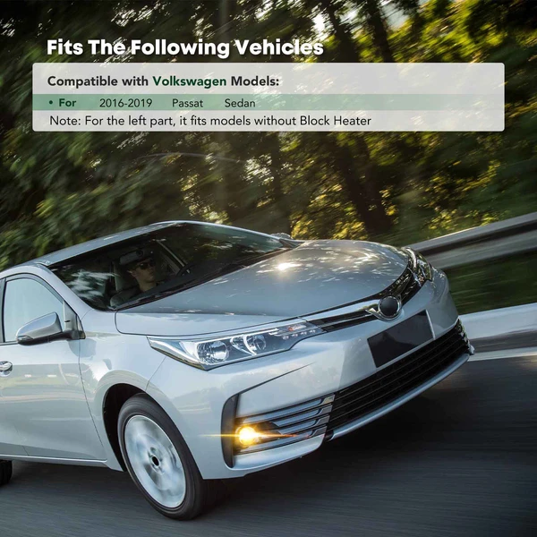 2 Pcs Front Driver & Passenger Fog Light Bezel Cover for Volkswagen Passat 2016-2019