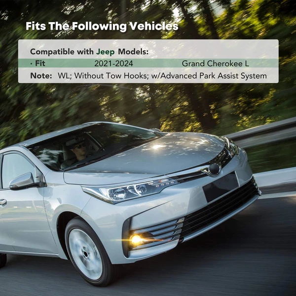 2 Pcs Front Fog Light Lamp Bezel Trim for 2021-2024 Jeep Grand Cherokee L