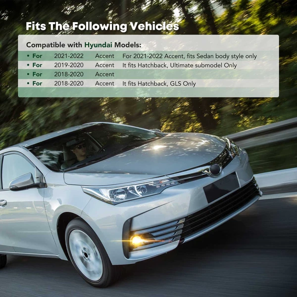 Front Driver Fog Light Bezel Driving Lamp for Hyundai Accent 2018-2022