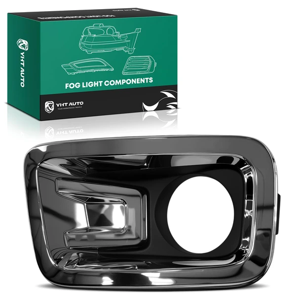 Front Driver Fog Light Lamp Bezel with Chrome Frame for Nissan TITAN TITAN XD